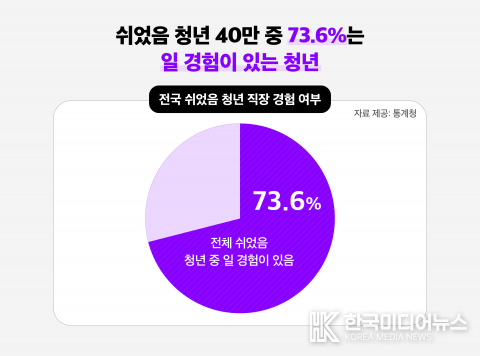 = 사진설명 : 쉬었음 청년 40만 중 73.6%는 일 경험이 있는 청년(출처: 통계청)