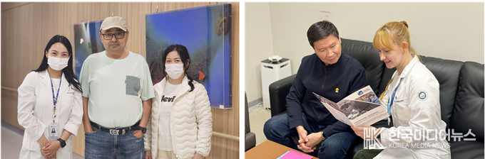 =<사진설명 : 인천세종병원 소속 외국인 전담 코디네이터와 환자의 모습. <왼쪽사진>인천세종병원 우진 코디네이터(몽골·사진 가장 왼쪽), <오른쪽사진>인천세종병원 바실리나 코디네이터(러시아·오른쪽). / 세종병원