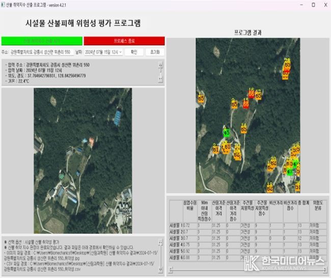 시설물 산불피해 위험성 평가 프로그램