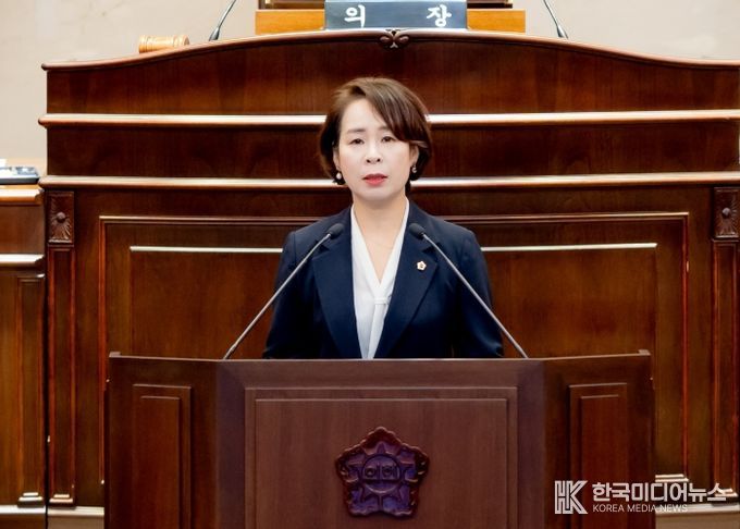 남양주시의회 314회 2차 본회의에서 정현미 의원이 5분발언을 하고 있다.