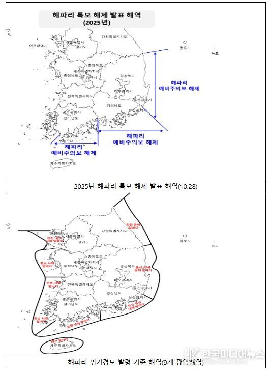 해파리 특보 해제 발표 해역 / 위기경보 발령 기준 해역
