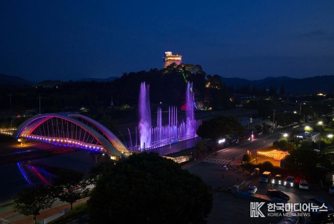 화순꽃강길 음악분수와 개미산 전망대