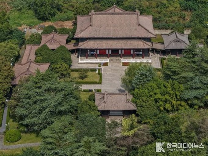 지난 13일 중국 양저우(揚州)시에 위치한 '최치원 기념관'을 드론으로 담았다. (사진/신화통신)