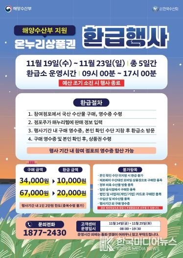 청주시 “김장철 수산물 구매하고 최대 30% 환급 받으세요”