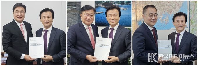 조규일 진주시장 국회 예결위원 만나 국비 확보 총력 - (좌측부터 김대식, 정점식, 최형두 국회의원)