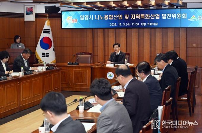 3일 밀양시청 소회의실에서 열린 나노융합산업 및 지역특화산업 발전위원회 회의
