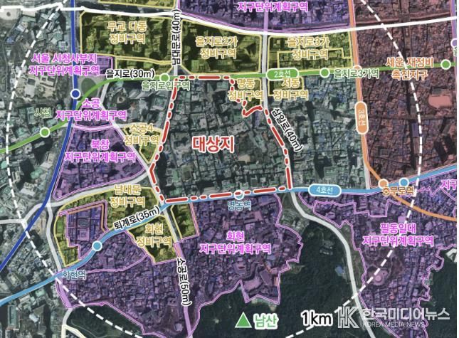 명동관광특구 지구단위계획구역 위치도