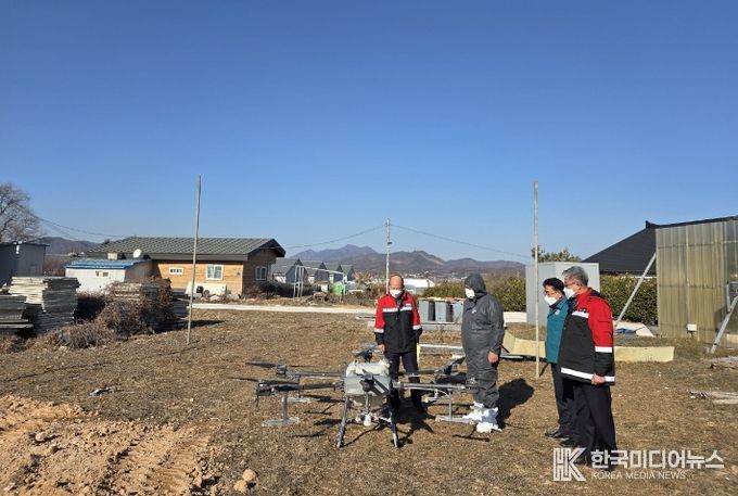 김진석 부시장, AI발생농장 드론방제 현장 방문