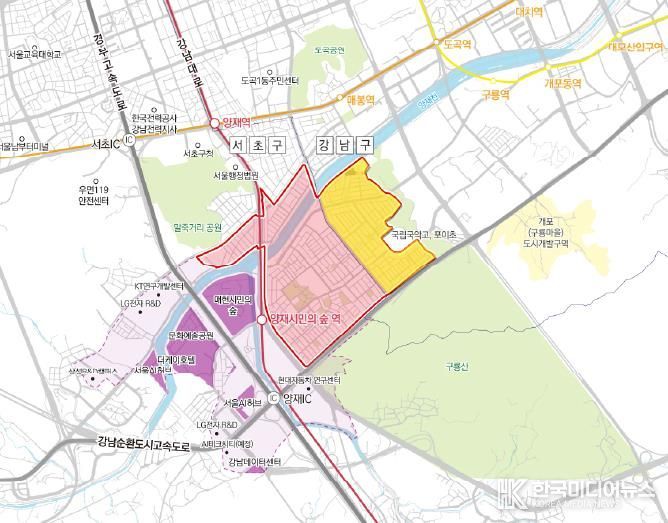 (위치도) 개포ICT특정개발진흥지구(노란색)