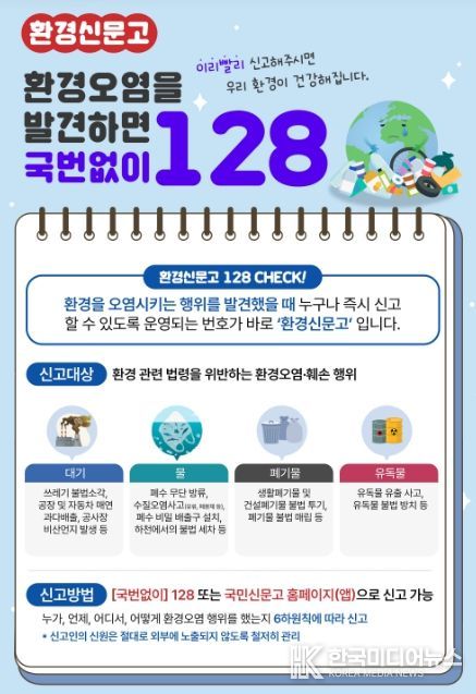 환경오염행위 신고 전화(128번) 홍보배너