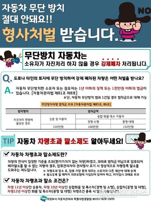 의정부시, 빅데이터 기반 무단방치차량 선제 단속