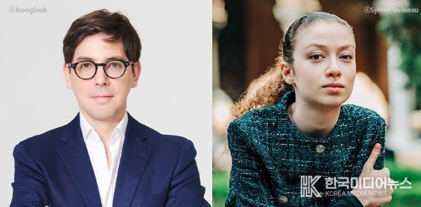 왼쪽부터 아드리앙 페뤼숑(지휘), 아리엘 벡(피아노) (사진제공=부천시립예술단)