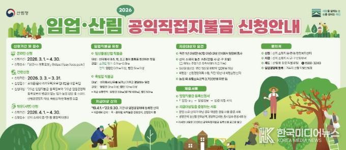 동두천시, 2026년 임업·산림 공익직접지불금 신청 미리 준비하세요!
