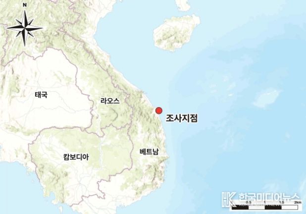 베트남 꽝응아이성 빈쩌우만 쩌우투언 해역 위치도