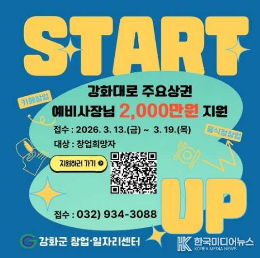 강화군 창업‧일자리센터, 최대 2천만 원 지원…강화대로 상권 활성화 창업자 모집