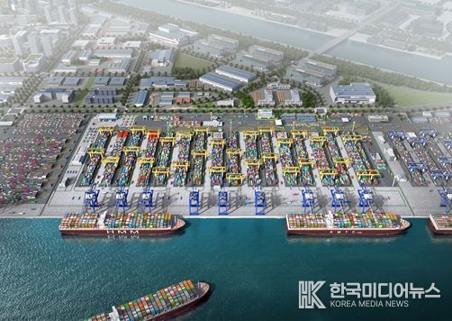 인천신항 1-2단계 컨테이너부두 상부공사 착공