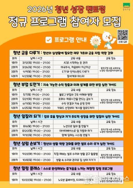 ‘2026년 동작구 청년 성장 멘토링’ 프로그램 홍보 포스터