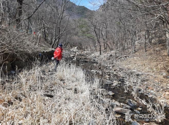 관계자가 산림 내 불법행위 단속하는 모습