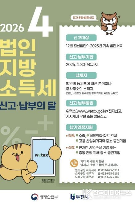 4월 법인지방소득세 신고‧납부 안내 포스터