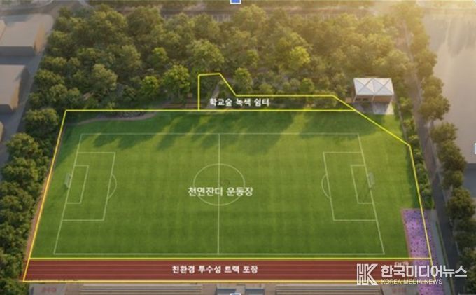 현암초 빗물 순환형 천연잔디 운동장 조감도